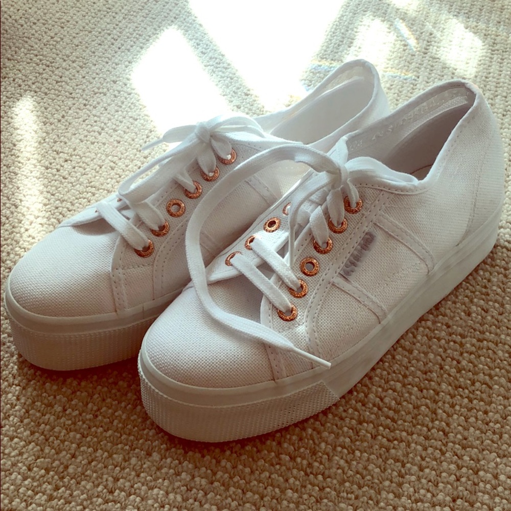 Superga White Platform sneakers size 8